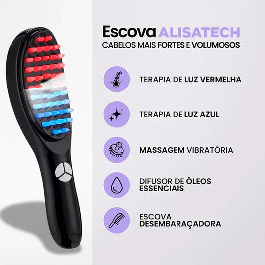 Escova Laser Antiqueda AlisaTech™ + 2 Brindes